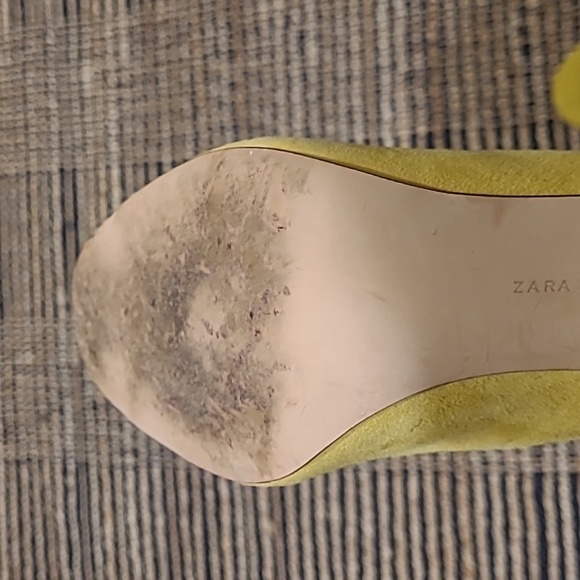 ZARA LIME GREEN SUEDE OPEN TOE HEELS - Picture 10 of 11